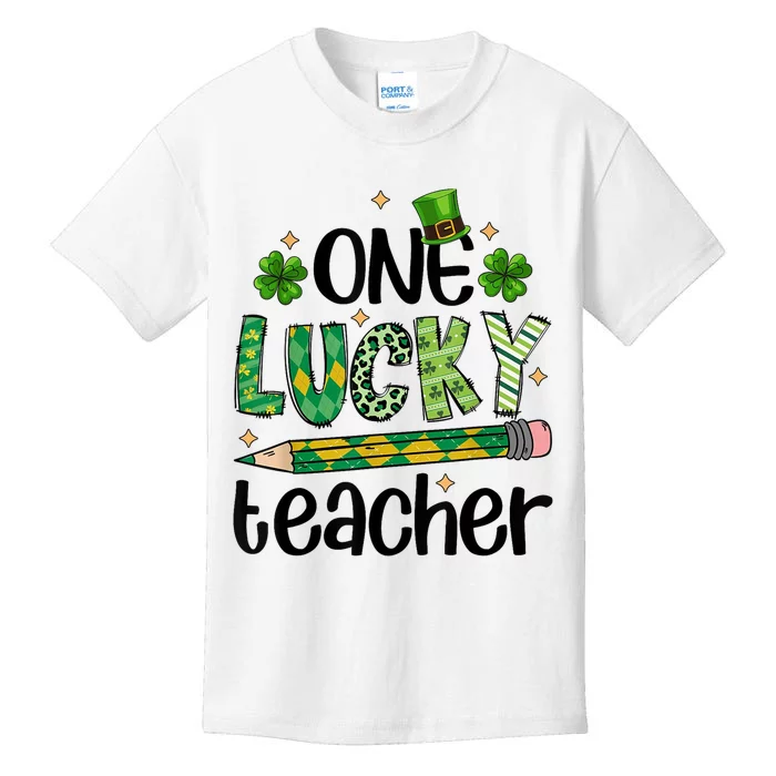 One Lucky Teacher St. Patrick S Day Irish Teacher Shamrock Kids T-Shirt