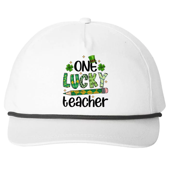 One Lucky Teacher St. Patrick S Day Irish Teacher Shamrock Snapback Five-Panel Rope Hat