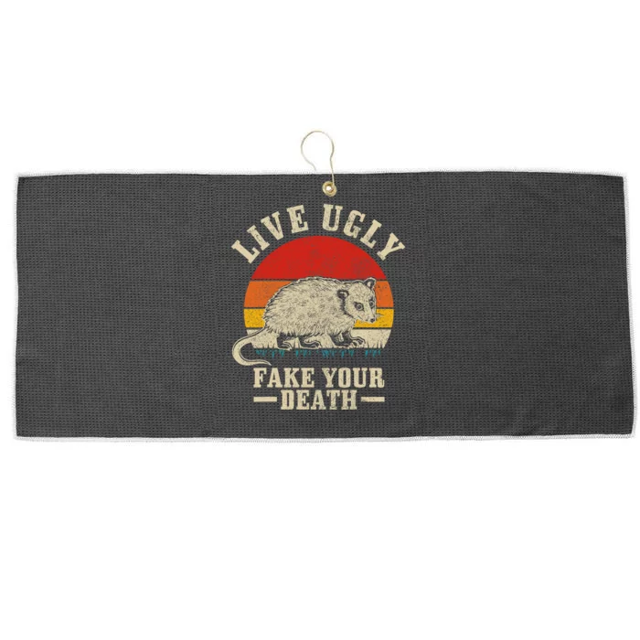 Opossum Live Ugly Fake Your Death Vintage Funny Opossum Large Microfiber Waffle Golf Towel