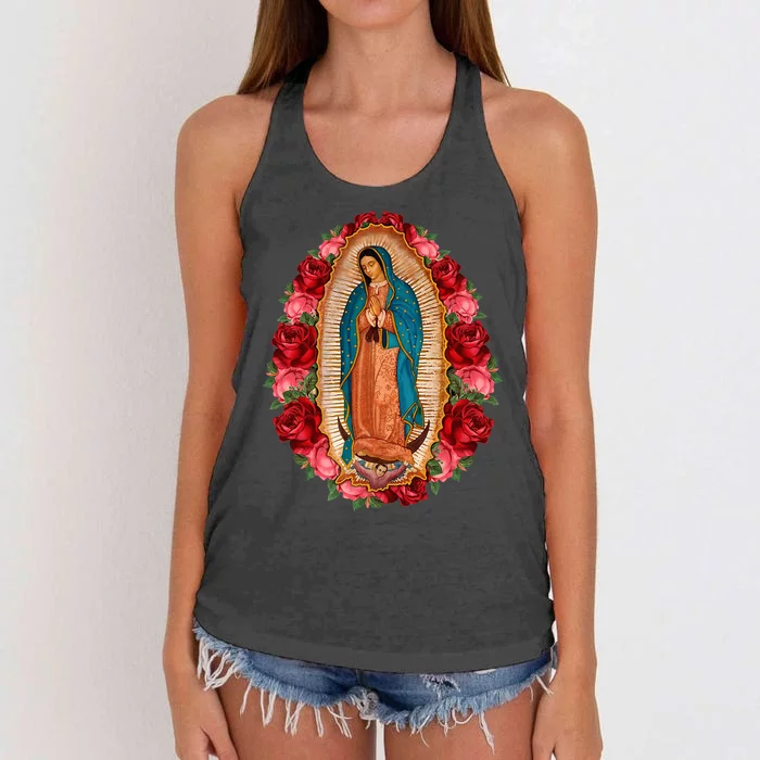 Our Lady Virgen De Guadalupe Virgin Mary Gracias Madre Women's Knotted Racerback Tank