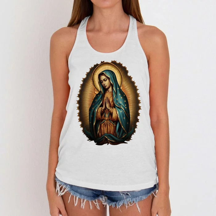 Our Lady Virgen De Guadalupe Virgin Mary Catholic Saint Art Women's Knotted Racerback Tank