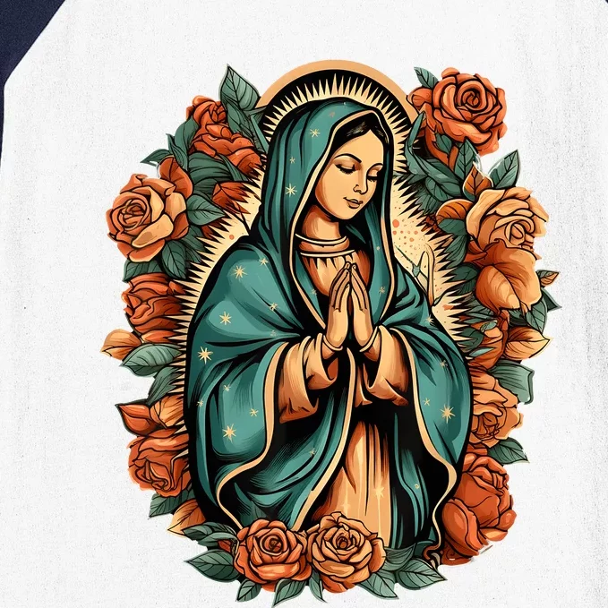 Our Lady Virgen De Guadalupe Virgin Mary Catholic Saint Art Baseball Sleeve Shirt