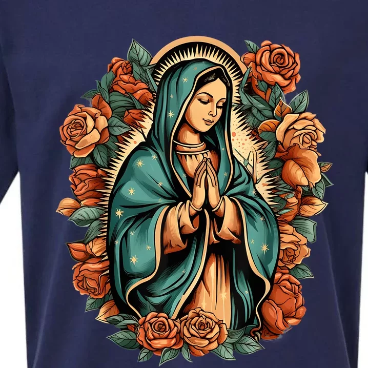 Our Lady Virgen De Guadalupe Virgin Mary Catholic Saint Art Sueded Cloud Jersey T-Shirt