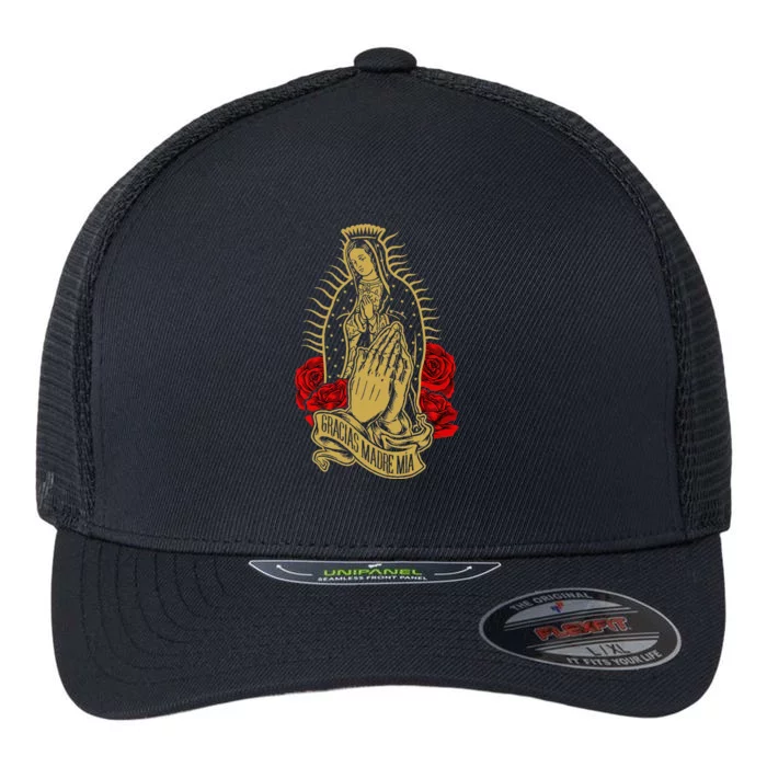 Our Lady Virgen De Guadalupe Virgin Mary Gracias Madre Mía Flexfit Unipanel Trucker Cap