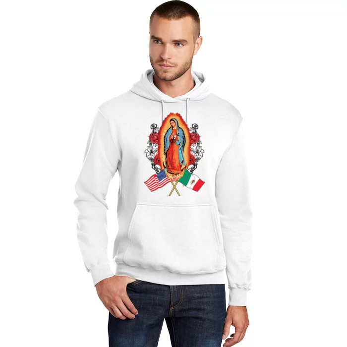 Our Lady Virgen De Guadalupe Mexican American Flag Hoodie