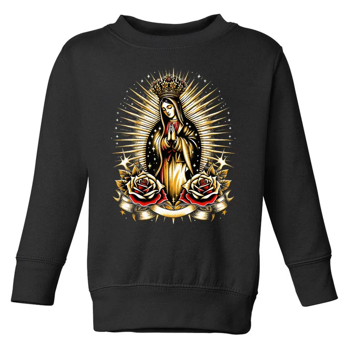 Our Lady Virgen De Guadalupe Virgin Mary Catholic Saint Art Toddler Sweatshirt