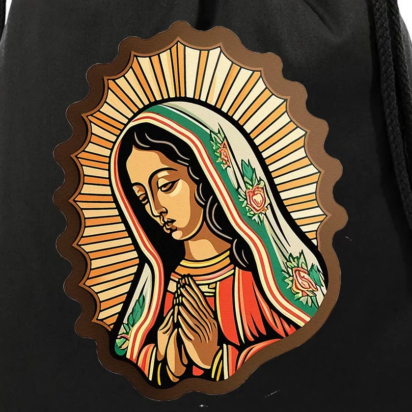 Our Lady Virgen De Guadalupe Mexico Religious Drawstring Bag