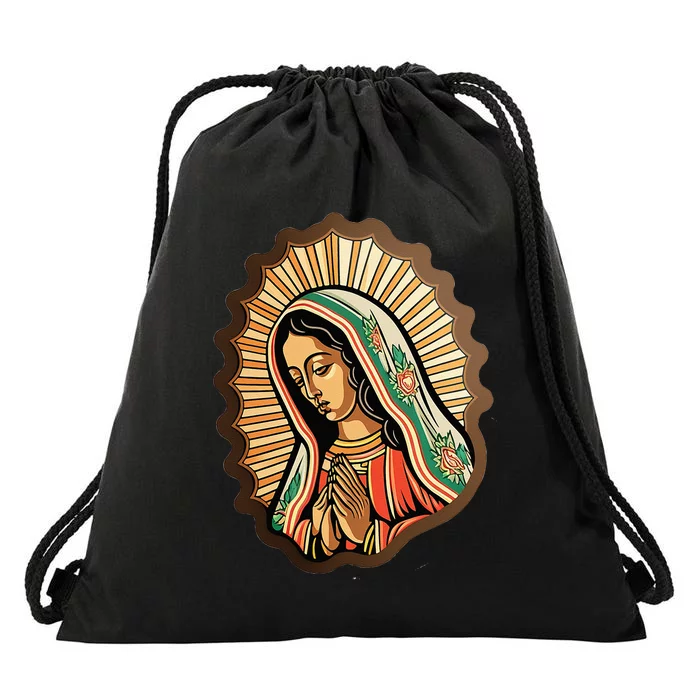 Our Lady Virgen De Guadalupe Mexico Religious Drawstring Bag