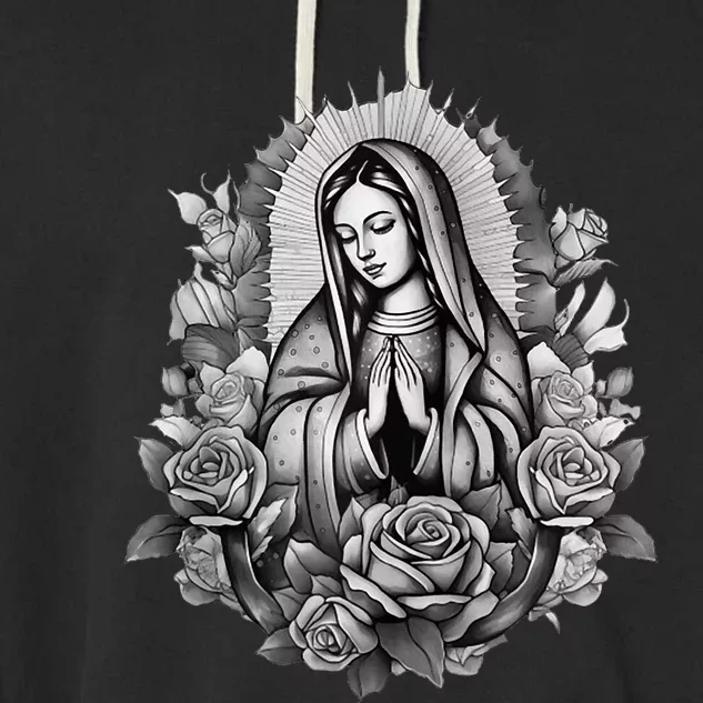 Our Lady Virgen De Guadalupe Virgin Mary Floral Zip Hoodie Garment-Dyed Fleece Hoodie