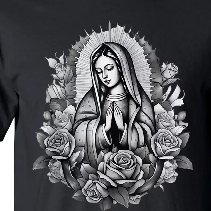 Our Lady Virgen De Guadalupe Virgin Mary Floral Zip Hoodie Tall T-Shirt