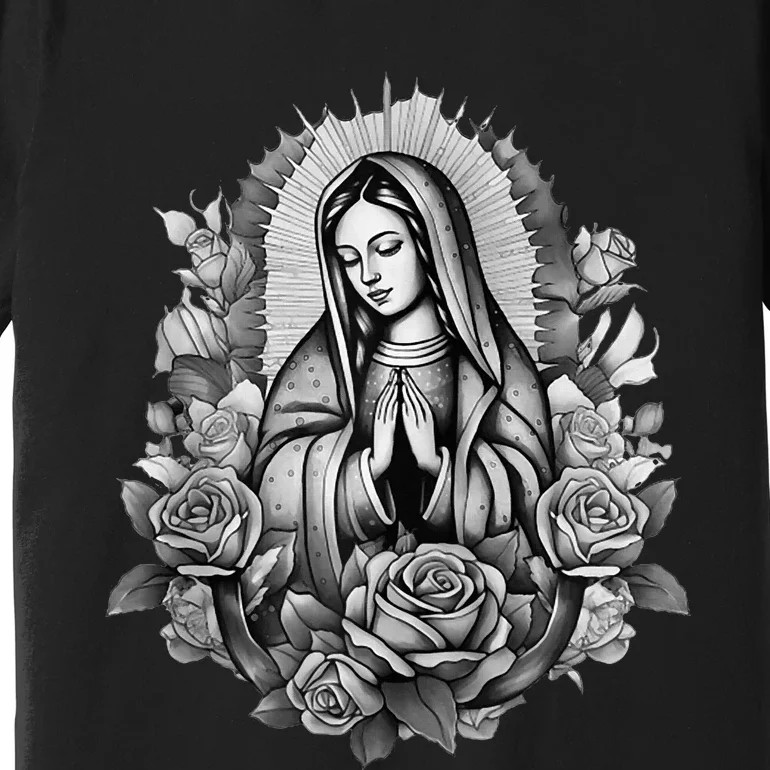 Our Lady Virgen De Guadalupe Virgin Mary Floral Zip Hoodie Premium T-Shirt