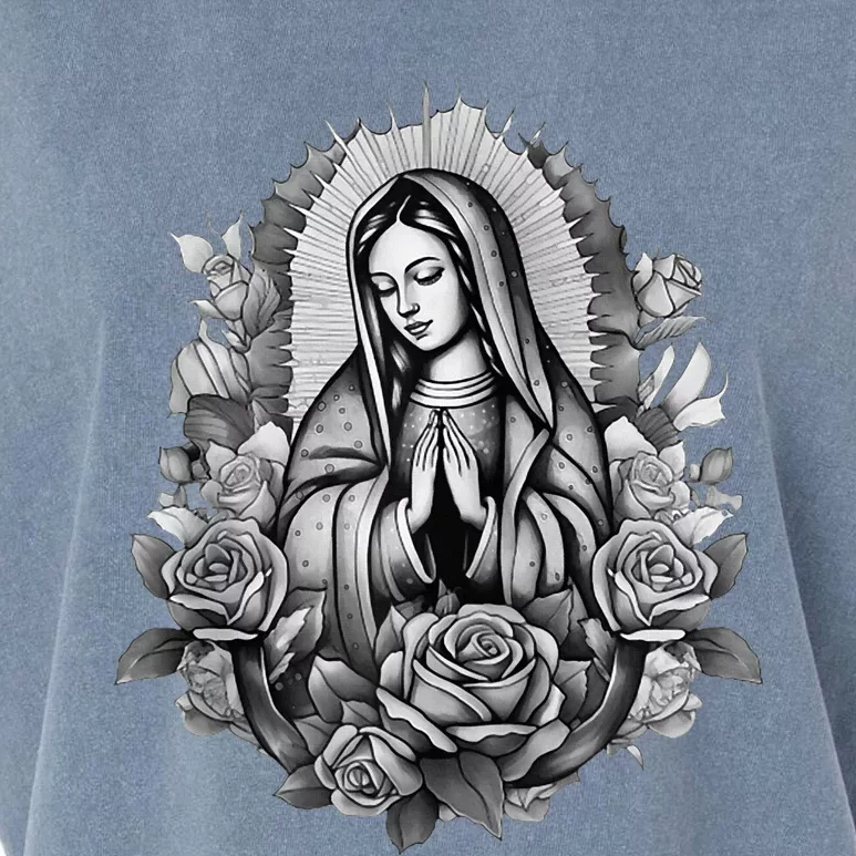 Our Lady Virgen De Guadalupe Virgin Mary Floral Zip Hoodie Garment-Dyed Women's Muscle Tee