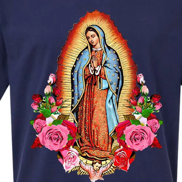 Our Lady Virgen De Guadalupe Virgin Mary Gracias Madre Mía Sueded Cloud Jersey T-Shirt