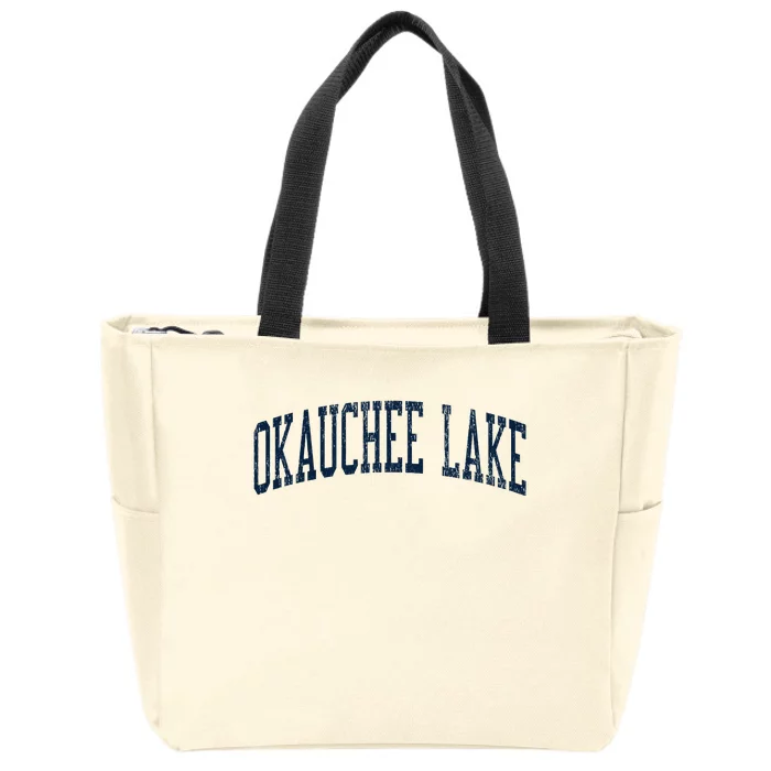 Okauchee Lake Wi Vintage Athletic Sports Zip Tote Bag