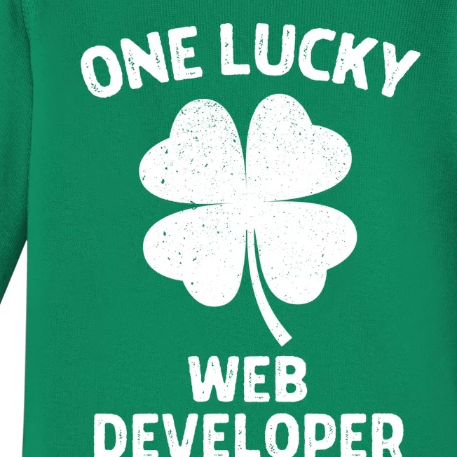 One Lucky Web Developer St Patricks Day Green Shamrock Leaf Baby Long Sleeve Bodysuit