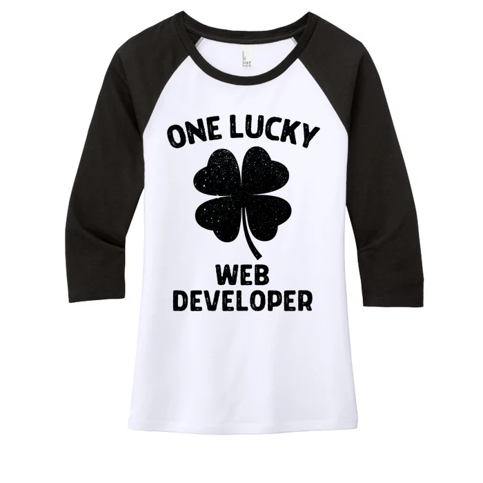 One Lucky Web Developer St Patricks Day Green Shamrock Leaf Women's Tri-Blend 3/4-Sleeve Raglan Shirt