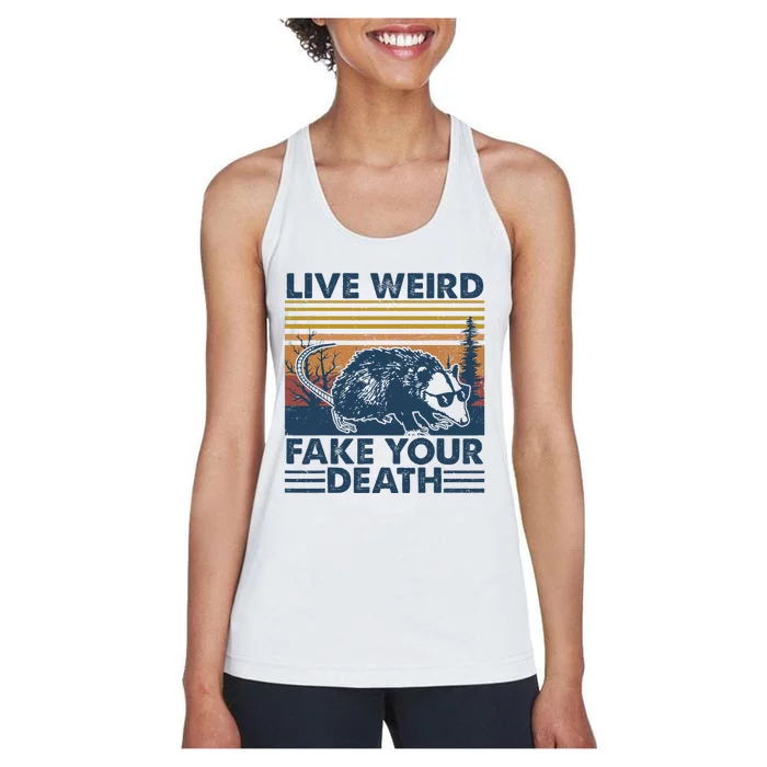 Opossum Live Weird Fake Your Death Vintage Women's Racerback Tank