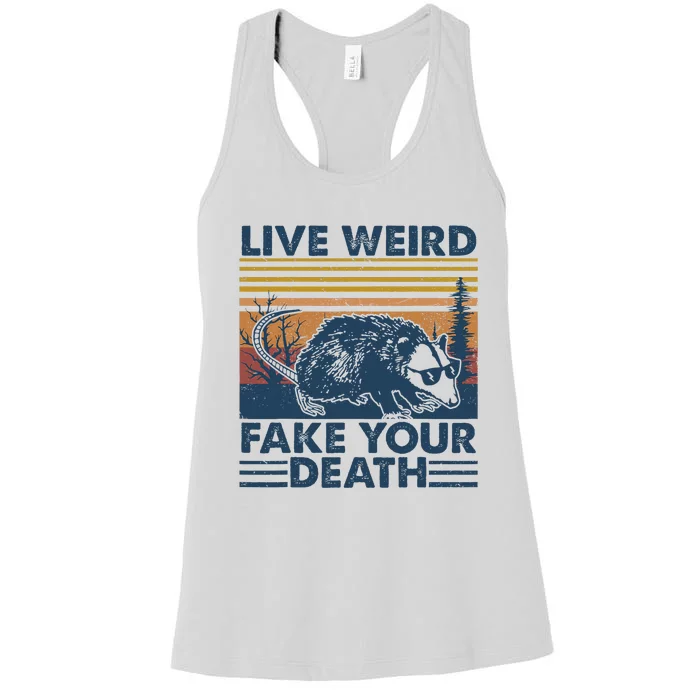 Opossum Live Weird Fake Your Death Vintage Women's Racerback Tank