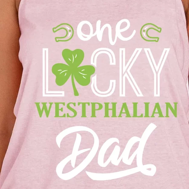 One Lucky Westphalian Horse Dad Irish Horseback Riding Gift Women's Knotted Racerback Tank