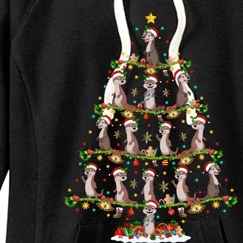 Otter Lover Xmas Lighting Santa Otters Christmas Tree Funny Gift Women's Fleece Hoodie