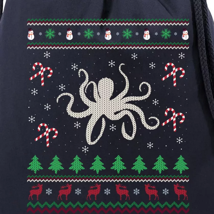 Octopus Lover Xmas Gift Ugly Octopus Christmas Gift Drawstring Bag