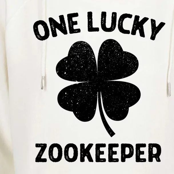 One Lucky Zookeeper St Patricks Day Green Shamrock Leaf Womens Funnel Neck Pullover Hood