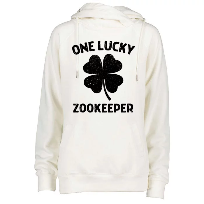 One Lucky Zookeeper St Patricks Day Green Shamrock Leaf Womens Funnel Neck Pullover Hood