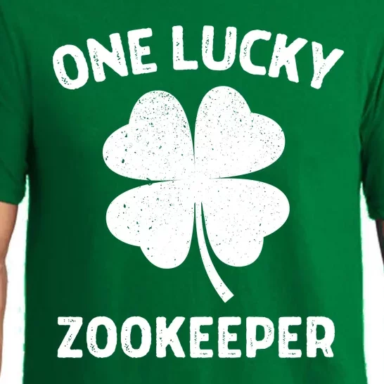 One Lucky Zookeeper St Patricks Day Green Shamrock Leaf Pajama Set