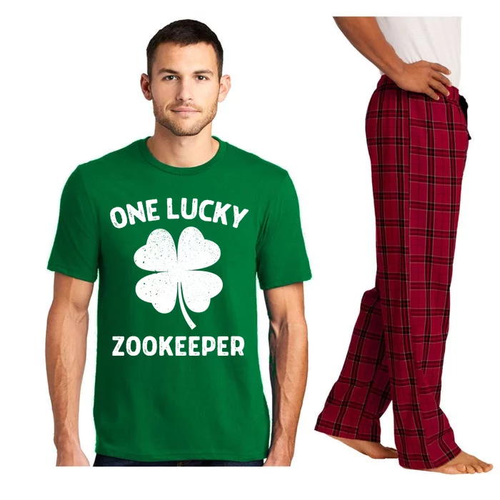 One Lucky Zookeeper St Patricks Day Green Shamrock Leaf Pajama Set