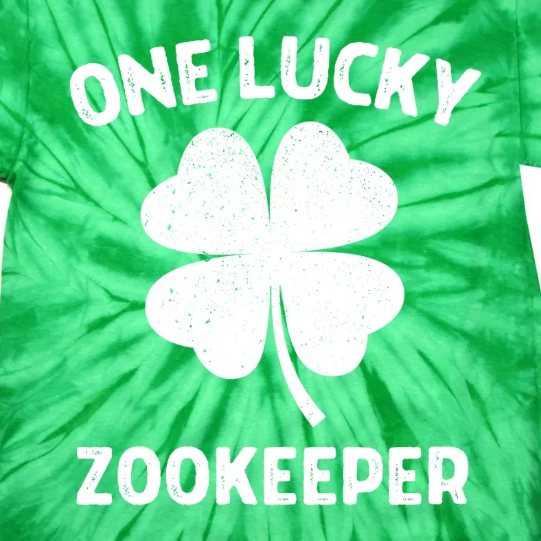 One Lucky Zookeeper St Patricks Day Green Shamrock Leaf Tie-Dye T-Shirt