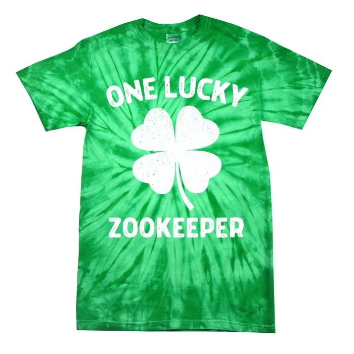 One Lucky Zookeeper St Patricks Day Green Shamrock Leaf Tie-Dye T-Shirt