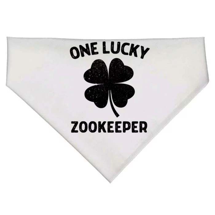 One Lucky Zookeeper St Patricks Day Green Shamrock Leaf USA-Made Doggie Bandana