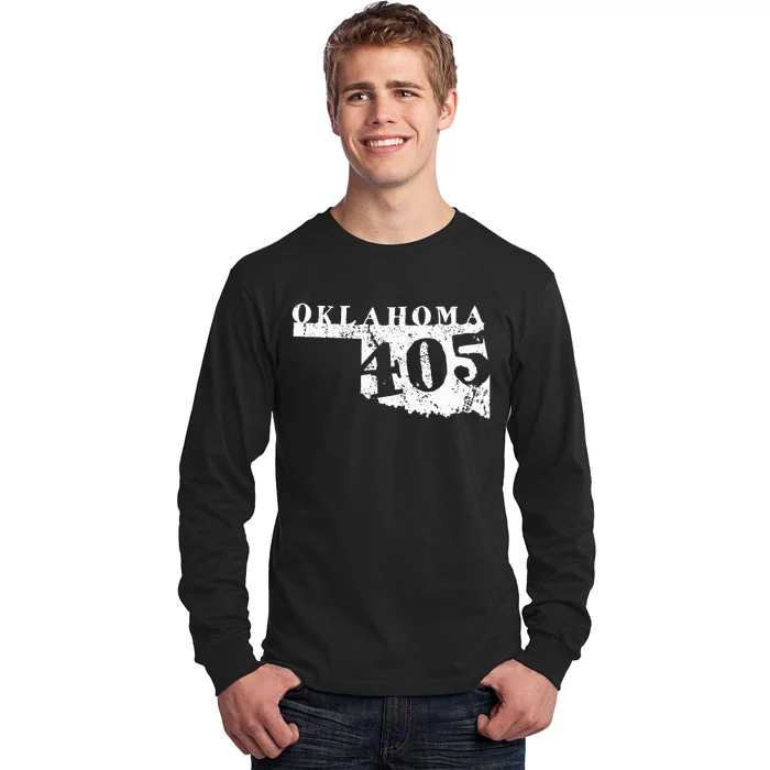 Oklahoma Map 405 Area Code Vintage Long Sleeve Shirt