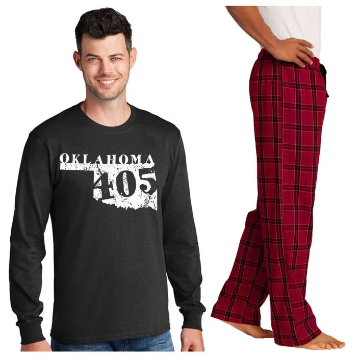 Oklahoma Map 405 Area Code Vintage Long Sleeve Pajama Set