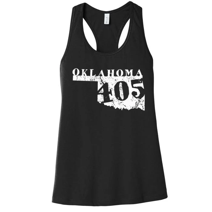 Oklahoma Map 405 Area Code Vintage Women's Racerback Tank