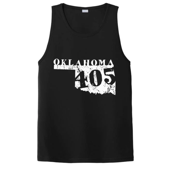 Oklahoma Map 405 Area Code Vintage Performance Tank