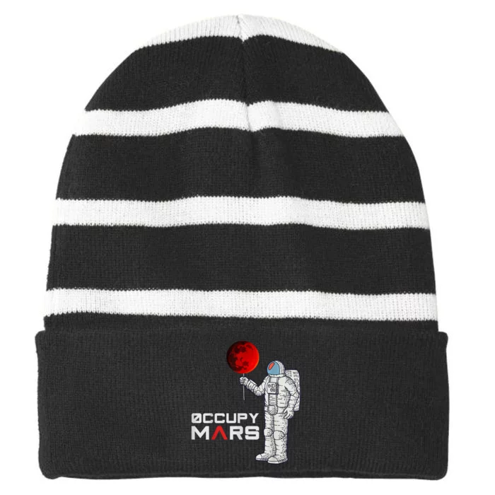 Occupy Mars Astronaut Funny Gift Striped Beanie with Solid Band