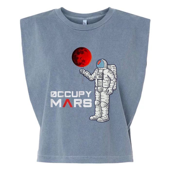 Occupy Mars Astronaut Funny Gift Garment-Dyed Women's Muscle Tee