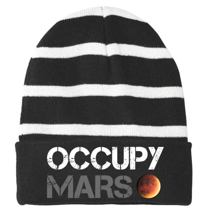 Occupy Mars Astronomy Space Explorer Rocket Science Striped Beanie with Solid Band