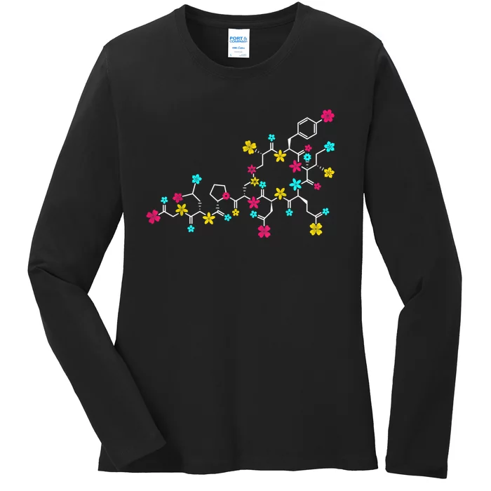 Oxytocin Molecule And Flowers Love Hormone Chemistry Design Ladies Long Sleeve Shirt