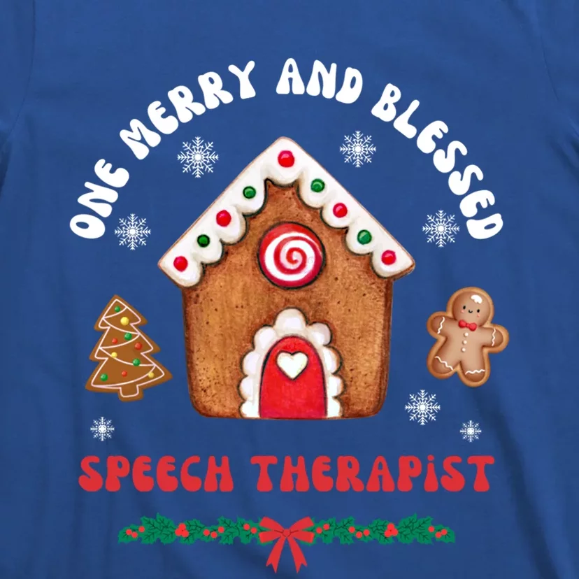 One Merry And Blessed Speech Therapist Christmas Xmas Cute Gift T-Shirt