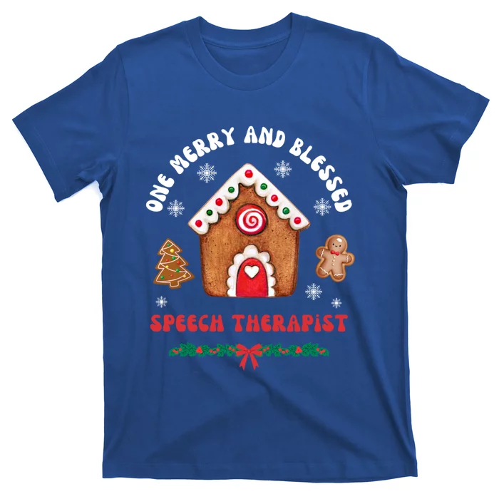 One Merry And Blessed Speech Therapist Christmas Xmas Cute Gift T-Shirt