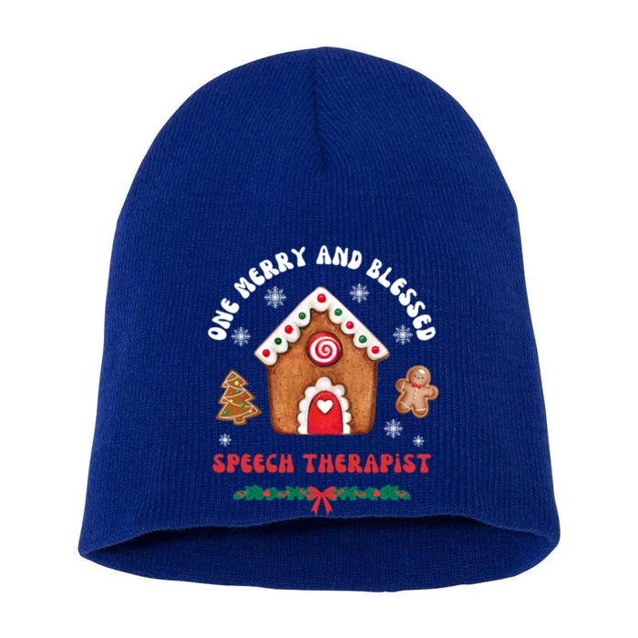 One Merry And Blessed Speech Therapist Christmas Xmas Cute Gift Short Acrylic Beanie