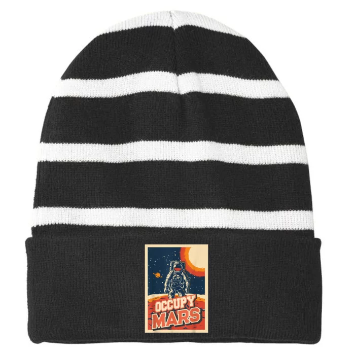 Occupy Mars Aerospace Space Travel Striped Beanie with Solid Band