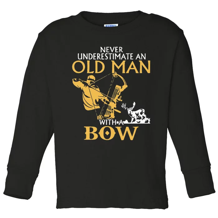 Old Man Archery Compound Bow Deer Elk Big Game Hunting Toddler Long Sleeve Shirt