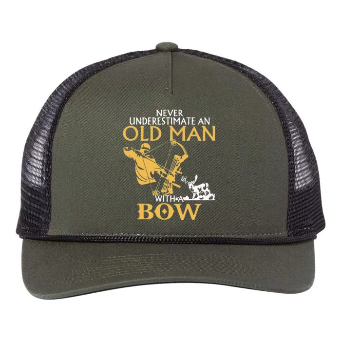 Old Man Archery Compound Bow Deer Elk Big Game Hunting Retro Rope Trucker Hat Cap