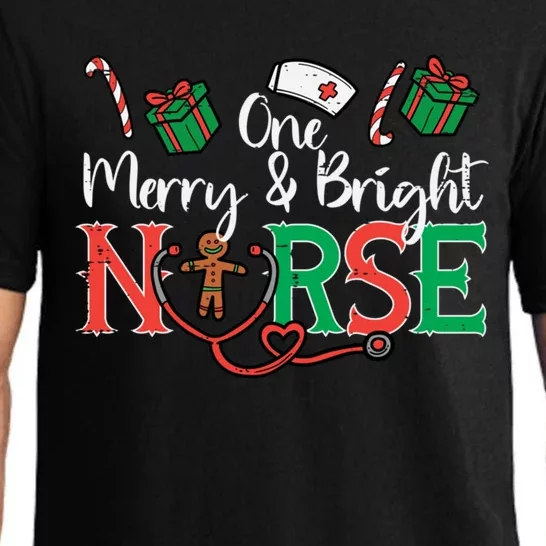 One Merry Bright Nurse Christmas Cute Xmas Nursing Scrub Top Gift Pajama Set