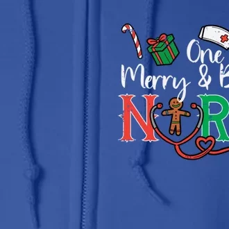 One Merry Bright Nurse Christmas Cute Xmas Nursing Scrub Top Gift Full Zip Hoodie