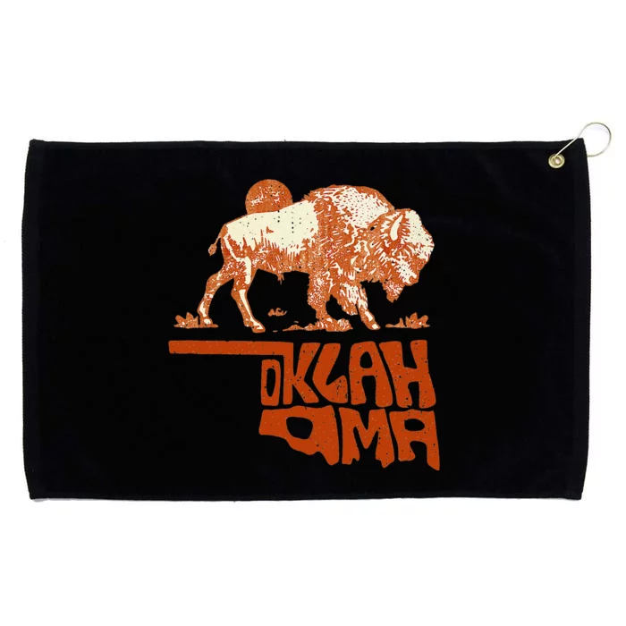 Oklahoma Map Bison Buffalo Oklahoma Souvenir Vintage Grommeted Golf Towel