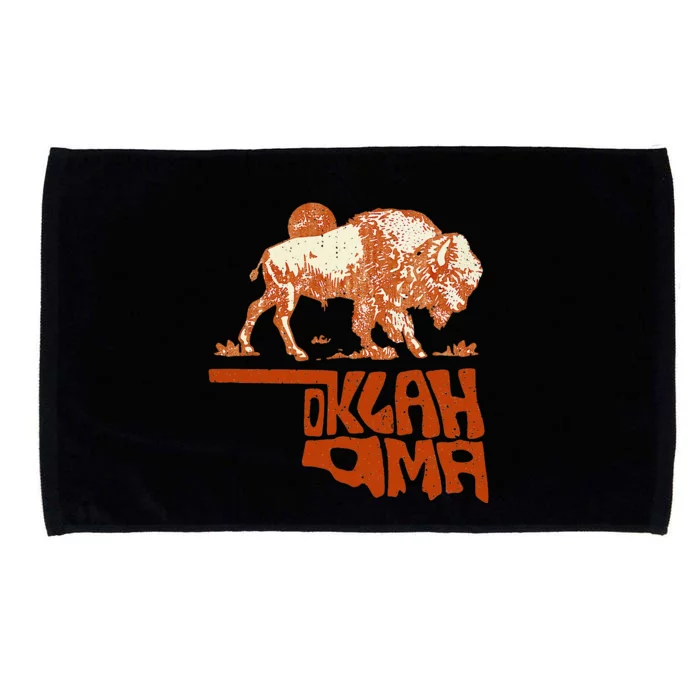 Oklahoma Map Bison Buffalo Oklahoma Souvenir Vintage Microfiber Hand Towel